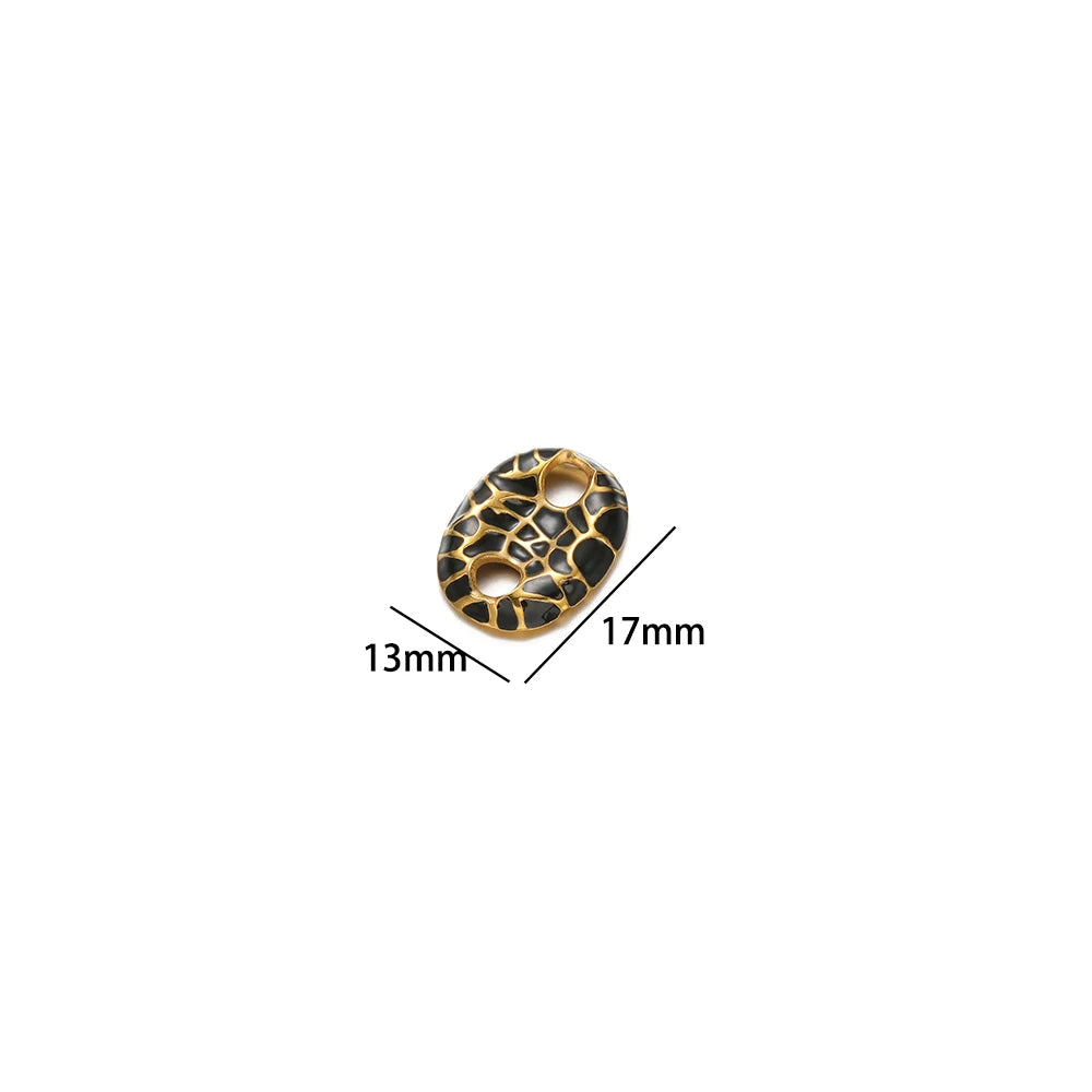 No Tarnish Stainless Steel Gold Plated Pig Nose Colorful Drop Enamel Double Hole Connection Charm Pendant for Necklace Making