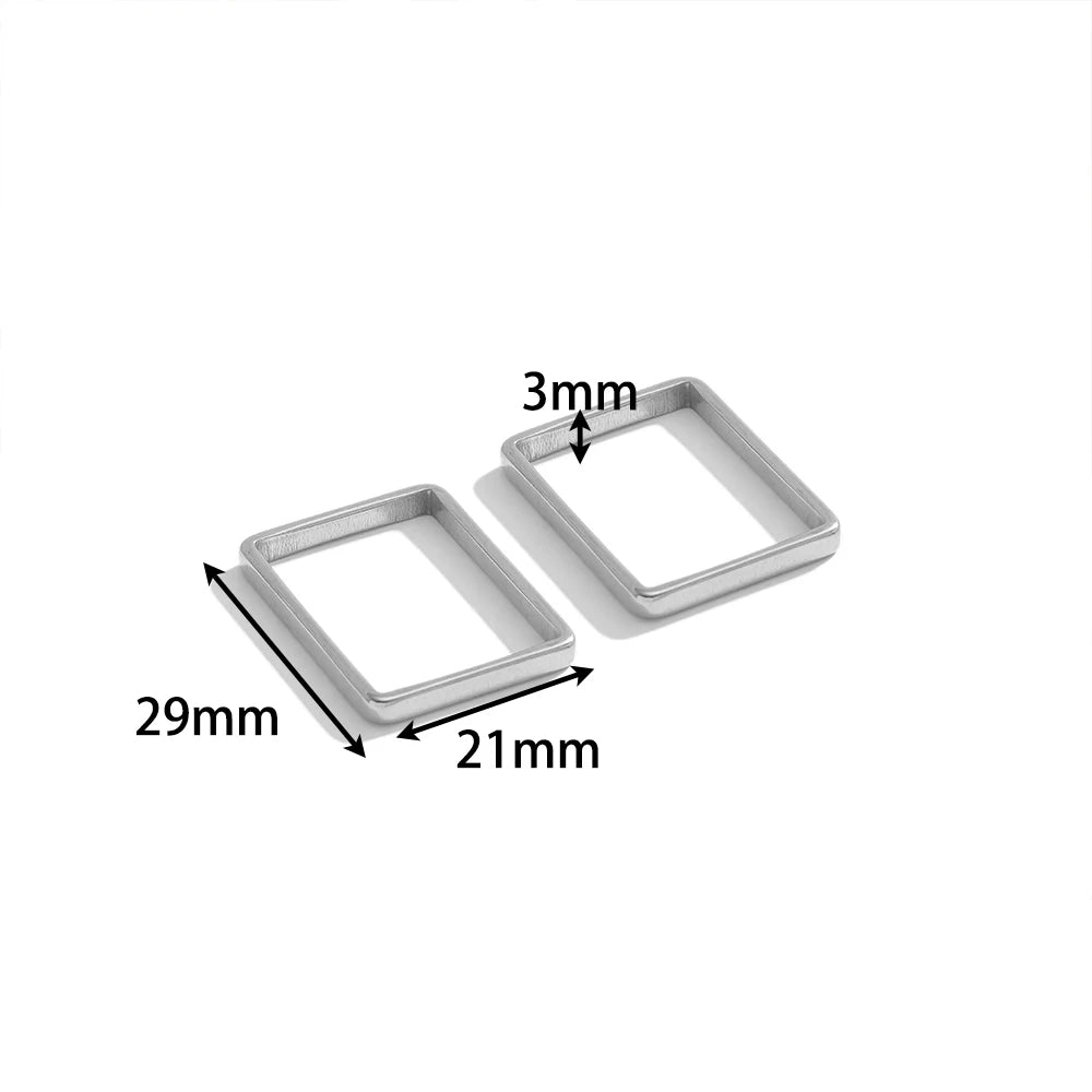 Geometric 18K  Gold Plated Stainless Steel Charm Oval Heart Square Charm Pendant for Jewelry Necklace Earring Making Accessories