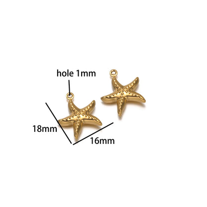 Vintage Stainless Steel 18k Gold Plated Shell Starfish Sea Turtle Sea Snail Charm Pendant for Jewelry Necklace Making