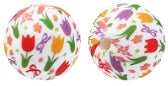 100PCS 15mm Silicone Round Printed Beads 2mm Hole Colorful Pattern Loose Beads for Bracelet Necklace DIY Jewelry Craft Making
