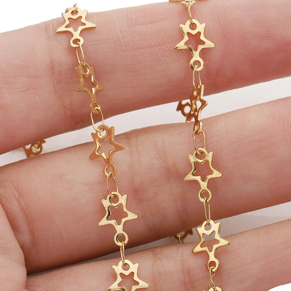 B3825 18k Gold Chain Stainless Steel Non-tarnished Chain Necklace Accessory Star Bulk Chain
