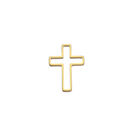 Waterproof Jewelry Accessories Findings Stainless Steel Gold Plated Hollow Cross Charm Pendants for DIY Necklace Jewelry Making