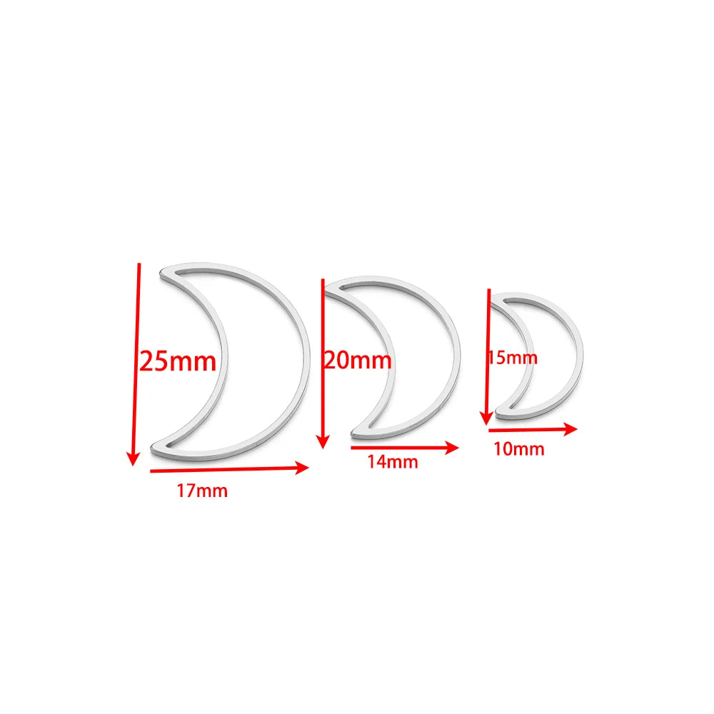 Half Moon Charm Stainless Steel Gold  Plated Charm Moon-Shape Charm Pendant for DIY Jewelry Necklace Making