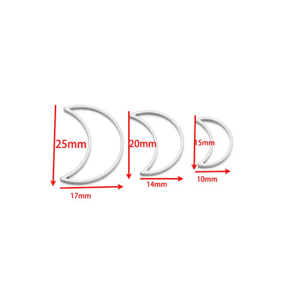 Half Moon Charm Stainless Steel Gold  Plated Charm Moon-Shape Charm Pendant for DIY Jewelry Necklace Making