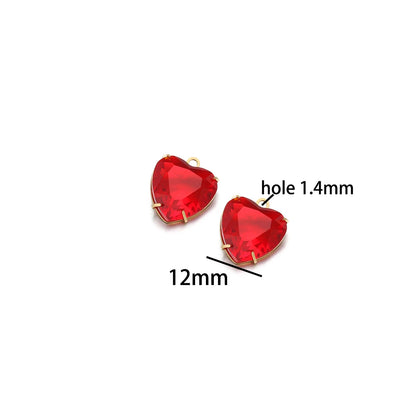 Love Charm 304 Stainless Steel 18k Gold Plated 12mm Heart Crystal Charm Pendant for Jewelry Necklace Making
