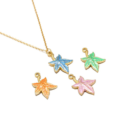 Enamel Maple Leaf Charms Stainless Steel 18k Gold Nature Leaf Charm Pendant for Jewelry Necklace Making Accessories