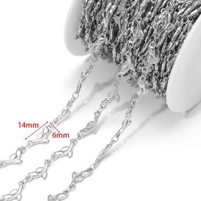 D866 New Gold Plated Stainless Steel Chain Flower Clover Leaf Shape Waterproof Chain for Necklace Bracelet Diy