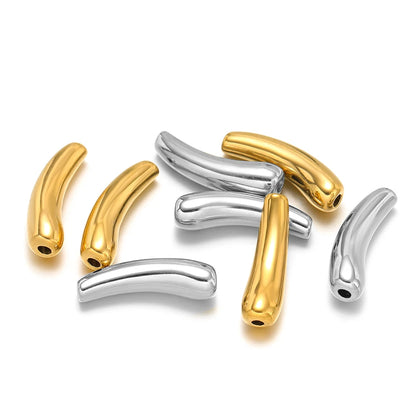 Polished 18k Gold Plated Stainless Steel Irregular Eggplant Charm Beads Pendant for DIY Jewelry Making Accessories