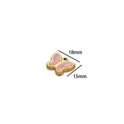 Minimalist 304 Stainless Steel 18k Gold Plated Colorful Enamel Butterfly Charm Pendant for Necklace Making