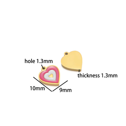 TIK TOK Hotsale 18k Gold Plated Stainless Steel Enamel Flower Fish Bowknot Heart Dragonfly Charm Pendant for DIY Jewelry Making