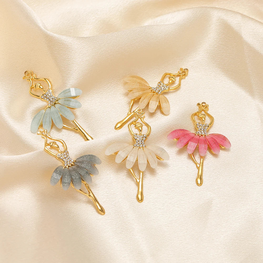 Luxury Stainless Steel 18k Gold Plated Oil Drop Ballerina Zircon Charm Pendant for Jewelry Necklace Making
