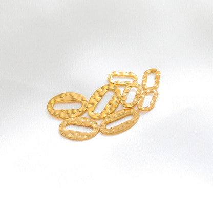 Wholesale Stainless Steel Gold Plated  Embossing Oval Slice Charms Pendants Necklace Connectors for Jewelry Necklace Making
