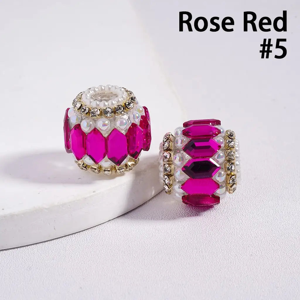 Round Acrylic Plastic Lucite Rhinestone Beads with White Pearl Clear Chains for Pen Keychain Making