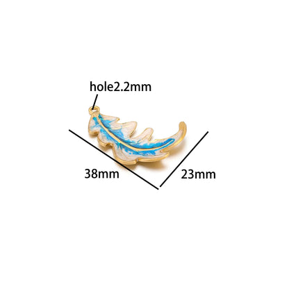Fashion Stainless Steel 18k Gold Plated Multi Colorful Enamel Leaf Charms Pendant for Jewelry Daily Necklace Earring Making