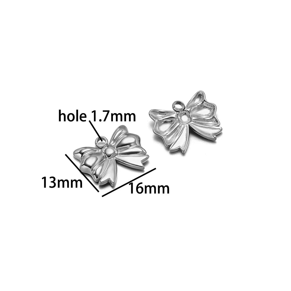 New Handmade DIY Jewelry Accessories 18k Gold Plated Stainless Steel Pearl Bowknot Charm Pendant for Women Jewelry Making
