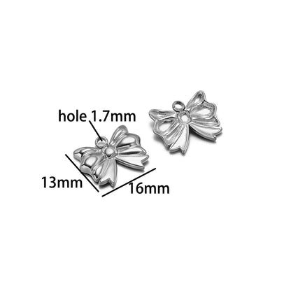 New Handmade DIY Jewelry Accessories 18k Gold Plated Stainless Steel Pearl Bowknot Charm Pendant for Women Jewelry Making