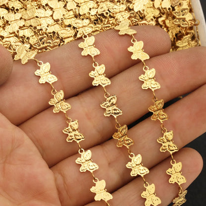 D843 Fashion 18k Gold Plated Stainless Steel Chain butterfly Necklace Bracelet Making Jewelry Findings