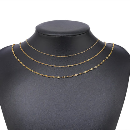 E379 PVD Plated Roller Chain Gold Steel Lip Thin Chain Waterproof Stainless Steel Chain for Diy