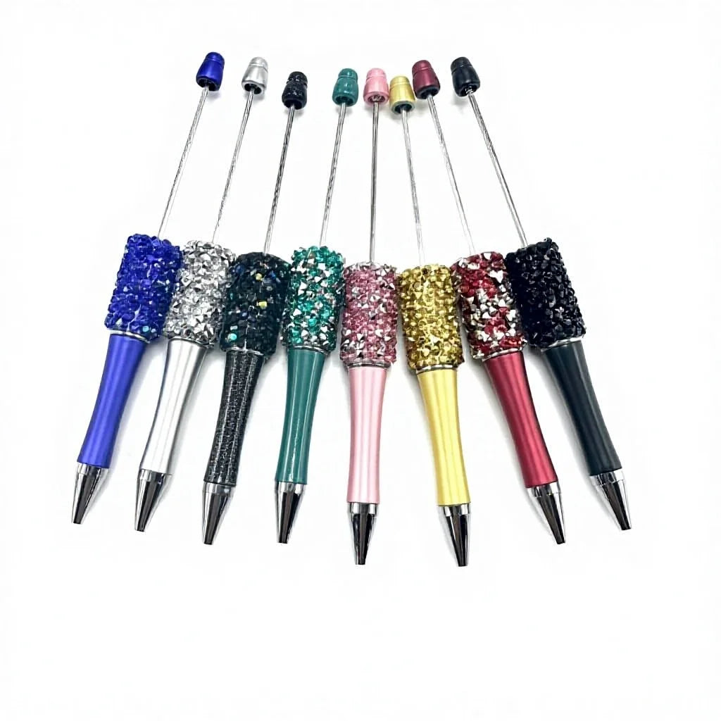 DIY for Plastic Ballpoint Pens Cone Shape Rhinestones Solid Metallic Colors Portable for Office School Gift
