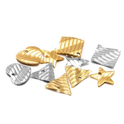 Wholesale Stainless Steel  Gold Plated Heart Rhomboid Five-pointed Star Triangle Charms for Jewelry Necklace Earring  Making