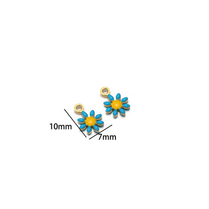 High Quality 304 Stainless Steel 18k Gold Plated Enamel Flower Charms Pendant for Jewelry Necklace Making