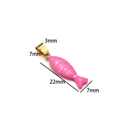 New Arrival Stainless Steel 18K Gold Plated Colorful Enamel Striped Fish Charm Pendant for Jewelry Earrings Necklace Making