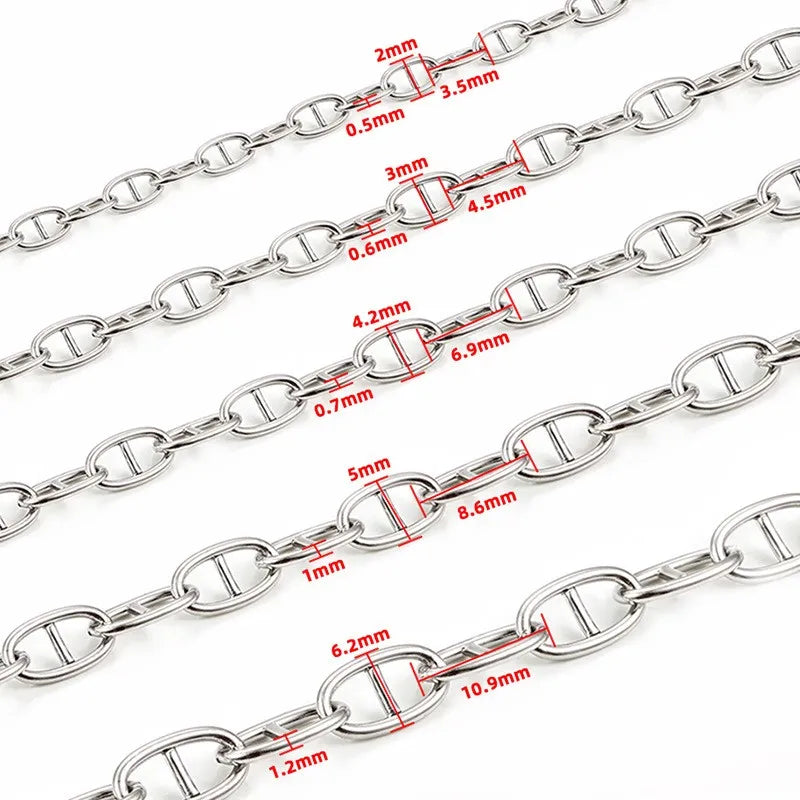 A3131 Hot Non Tarnish Chain Stainless Steel Cross Necklace Bracelet Bulk Roll Chain for Jewelry Diy