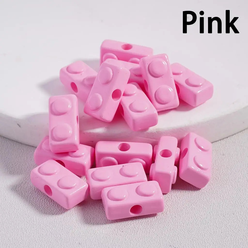 Mini Cute Solid Color Acrylic Building Block Beads for Handmade DIY Accessories