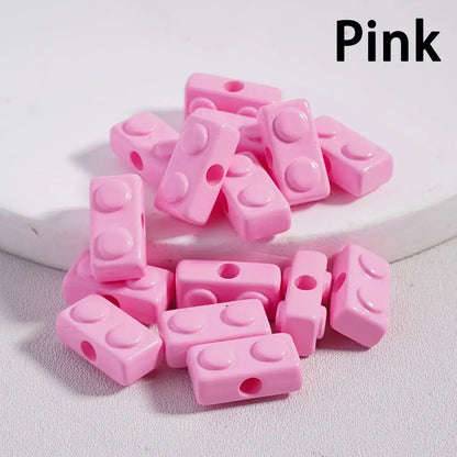Mini Cute Solid Color Acrylic Building Block Beads for Handmade DIY Accessories