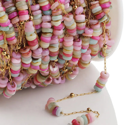 A1964 Colorful Gemstone Crystal Beads Beaded Chain Rosary Stone Bead Necklace Bracelet Jewelry Making Diy Findings