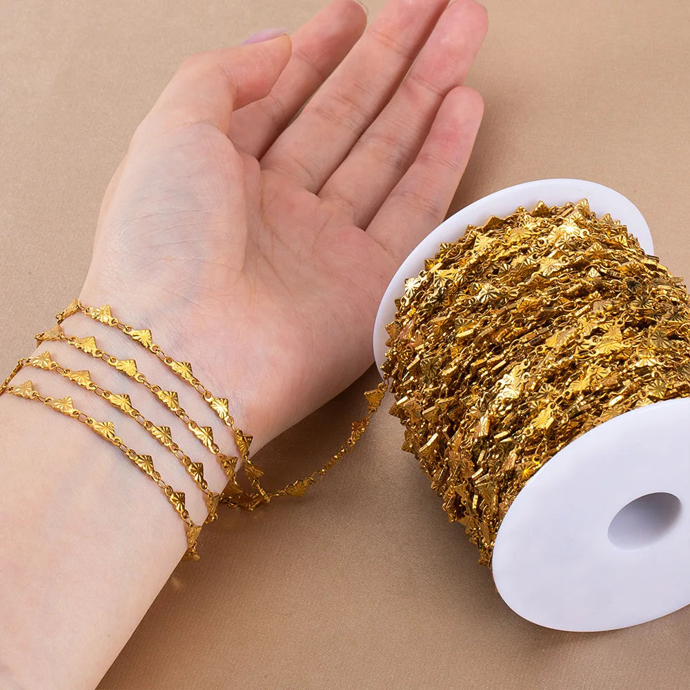 A3042 Hot Fashion 18k Gold Plated Stainless Steel Chain Heart Shape Necklace Bracelet Making Diy Jewelry Findings