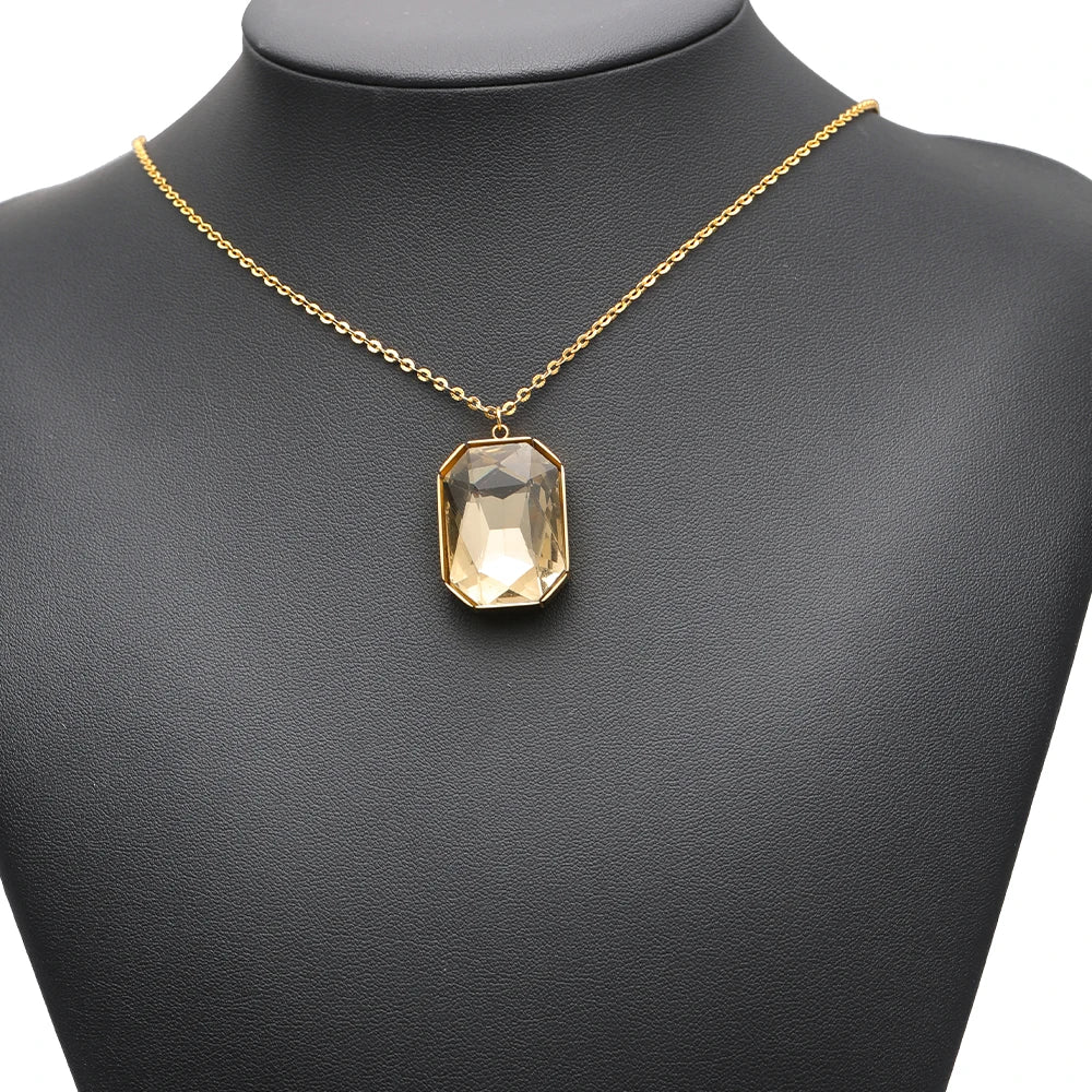 Gold Plated Polygon Charm Faceted Glass Pendant with 1.8mm Hole Geometric Crystal Charms for DIY Jewelry Making Wholesale