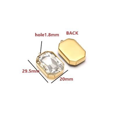 Gold Plated Polygon Charm Faceted Glass Pendant with 1.8mm Hole Geometric Crystal Charms for DIY Jewelry Making Wholesale