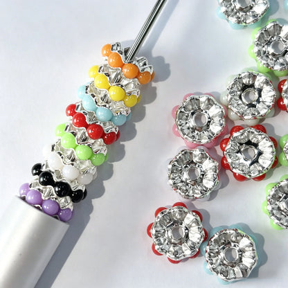 Bulk Silver Plated Wavy Shape Macaron Color Flower Spacer Beads 10MM for DIY Jewelry Making