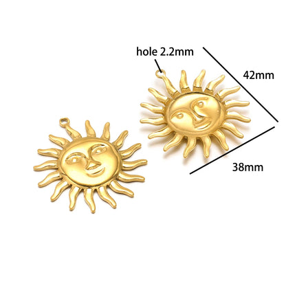 Vintage  DIY Charm 18k Gold Plated Stainless Steel Sun Starfish Flower Charm Pendant for Handmade Necklace Jewelry Making