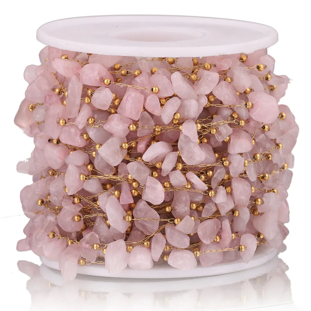 Stainless Steel Natural Stone Handmade Irregular Quartz Chains for Permanent Jewelry Accessories