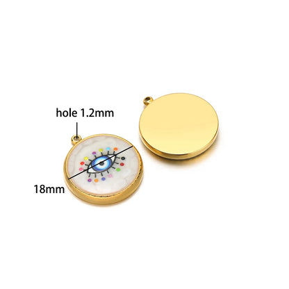 Vintage Blue Eye Pendant Stainless Steel Gold Plated Dripping Oil Eyes Heart Oval Charm Pendant for DIY Jewelry Making Wholesale