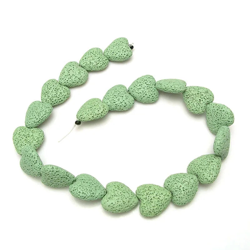 Wholesale Heart Shaped Multi Colors Pink Red Volcanic Rock Lava Stone Beads for Jewelry Making 20mm