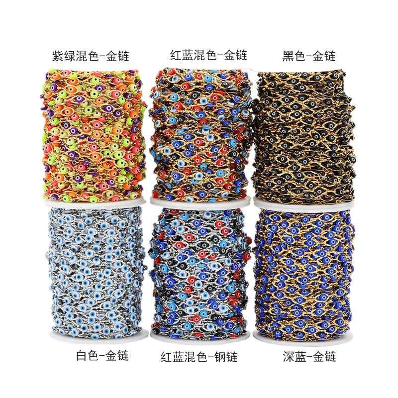 B3272 6mm Gold Filled Chain Ins Stainless Steel Chain Eye Enamel Charms Chain for Making