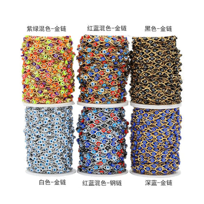 B3272 6mm Gold Filled Chain Ins Stainless Steel Chain Eye Enamel Charms Chain for Making