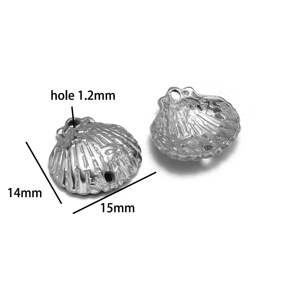 New Trend Stainless Steel Gold Plated Enamel Shell Heart Flower Bowknot Charm Pendant for Jewelry Making Wholesale