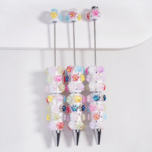 Bulk Fancy Cute Beadable Clay Ballpoint Pens With Cat Paw Panda Owl & AB Rhinestones for DIY Beading & Jewelry Making