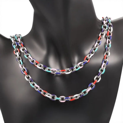 A1622 Colorful Stainless Steel Chain Cross Enamel Paper Clip Chain for Necklace Bracelet Jewelry Making Diy