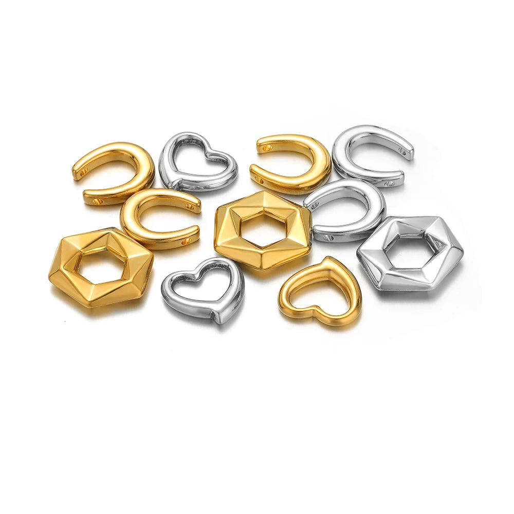 Geometric 18k Gold Plated Stainless Steel Heart U Shape Pentagon Charms Pendant for DIY Jewelry Necklace Making  Accessories