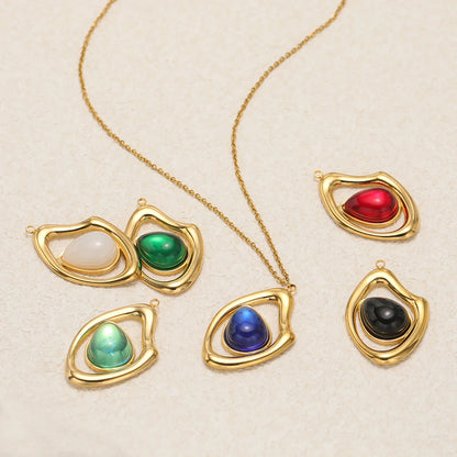 Fashion 18k Gold Plated Stainless Steel Hollow Irregular Water Drop Crystal Charm Pendant for Necklace Jewelry Making
