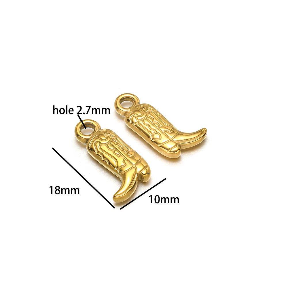 Vintage DIY 18k Gold Plated Stainless Steel Oil Dropping Shoes Boot Charm Pendant for Women Necklace Jewelry Making
