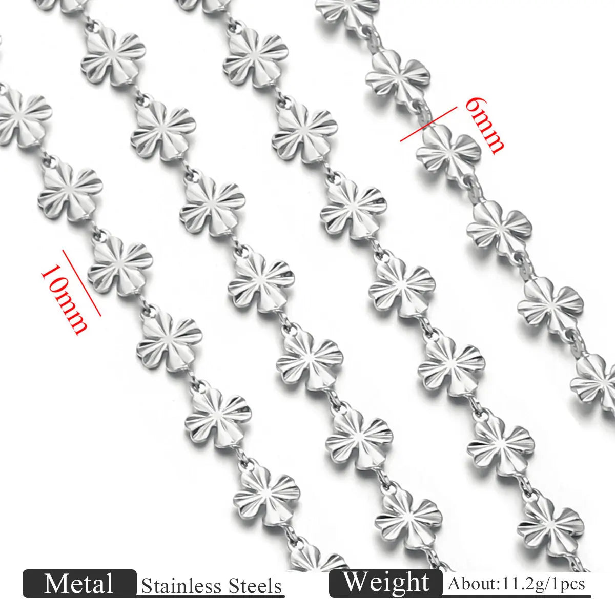 D171 Stainless Steel Clover Chain Shamrock Link Necklace Bracelet DIY Chains Jewelry for Men Women