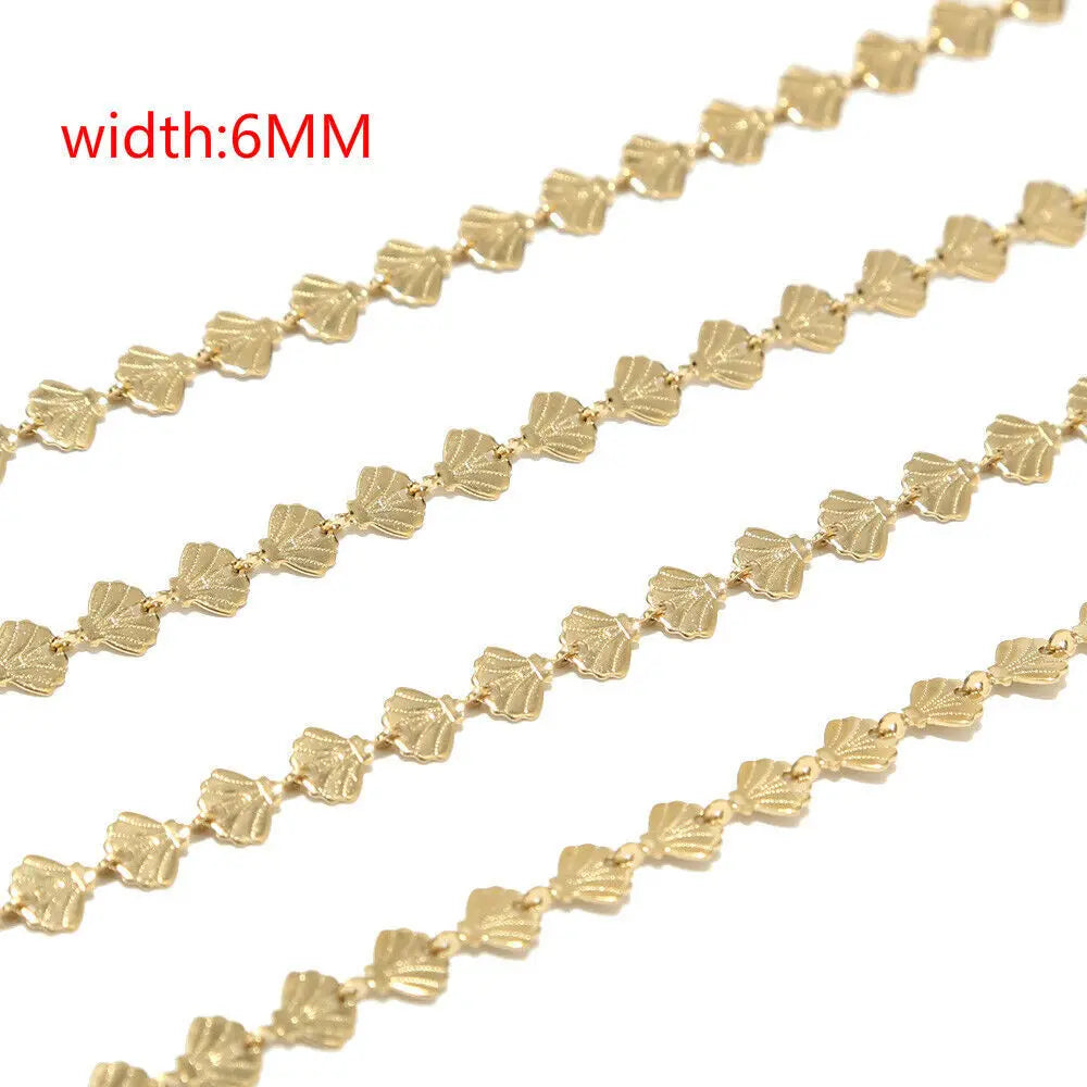 B4754 Customized Shell Roller Chain 18k Gold Plated Stainless Steel Chain Waterproof Chain for Jewelry