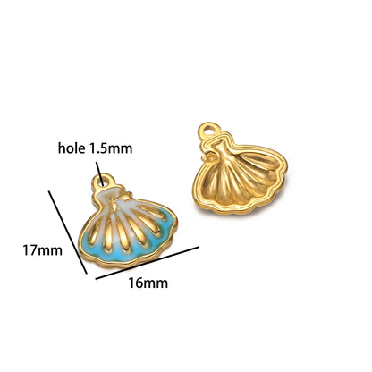 Hot Selling 18k Gold Plated Stainless Steel Enamel Butterfly Heart Shell Starfish Charm Pendant for DIY Necklace Jewelry Making