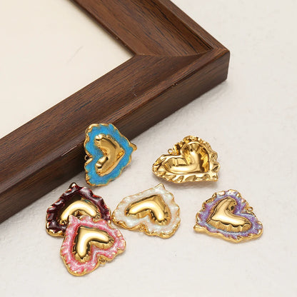 Gold Irregular Heart Charm Single Sided Glitter Resin Pendant with 1.5mm Hole DIY Jewelry Making Supplies Wholesale